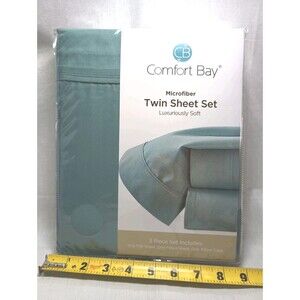 Comfort Bay Twin Size Sheet Set Blue 3pc Microfiber Luxuriously Soft Bedding